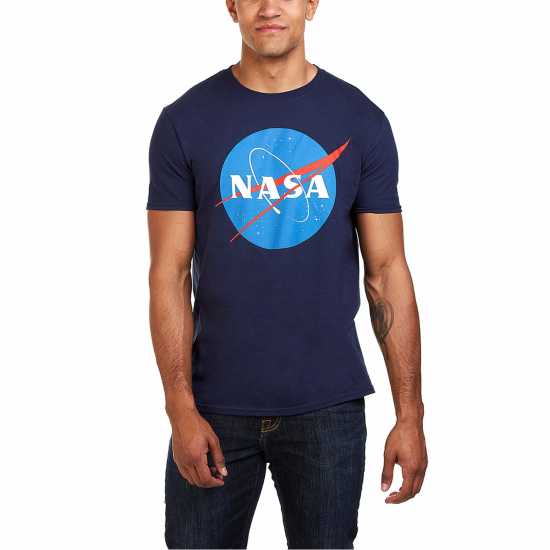 Nasa Circle Logo T-Shirt Синьо Мъжко облекло за едри хора