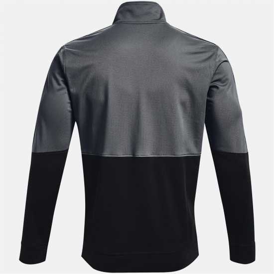 Under Armour Мъжко Спортно Горнище Pique Track Jacket Mens Черно сиво Мъжки дрехи за фитнес