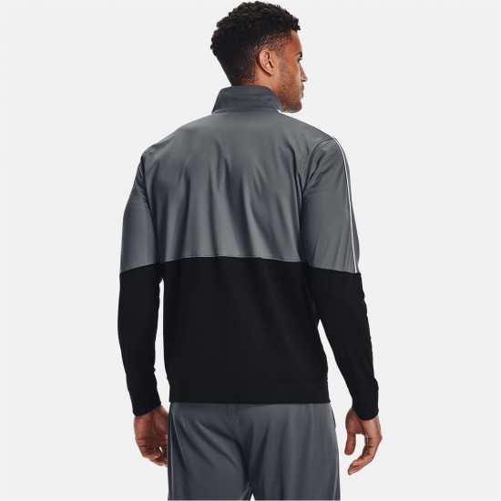 Under Armour Мъжко Спортно Горнище Pique Track Jacket Mens Черно сиво Мъжки дрехи за фитнес