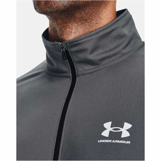 Under Armour Мъжко Спортно Горнище Pique Track Jacket Mens Черно сиво Мъжки дрехи за фитнес