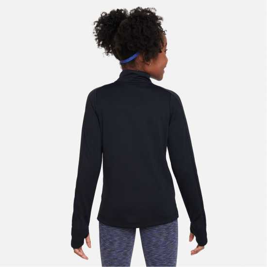 Nike Older Girls Dri-Fit Long Sleeve Half Zip Черно Детски тениски и фланелки