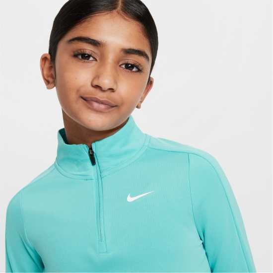 Nike Older Girls Dri-Fit Long Sleeve Half Zip Зелен мраз Атлетика