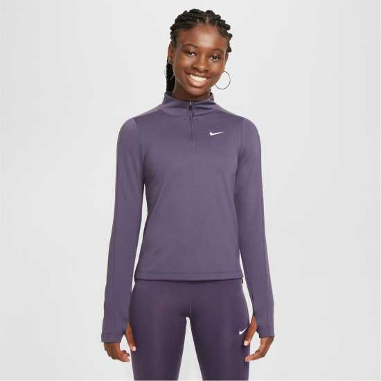 Nike Older Girls Dri-Fit Long Sleeve Half Zip Тъмно виноградно Атлетика