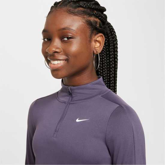 Nike Older Girls Dri-Fit Long Sleeve Half Zip Тъмно виноградно Атлетика