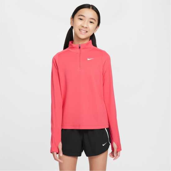 Nike Older Girls Dri-Fit Long Sleeve Half Zip Астер Розово Атлетика