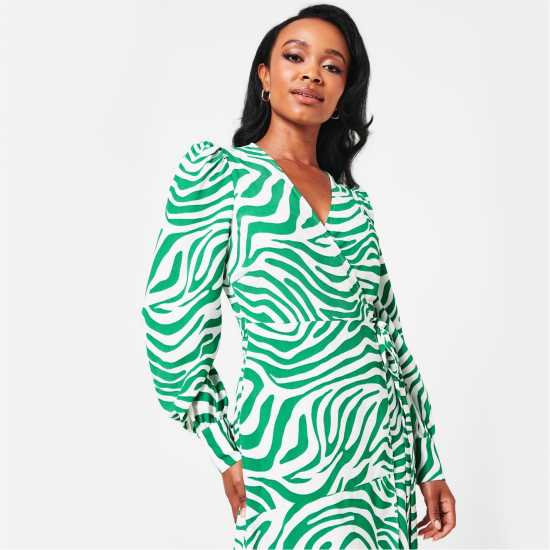 Biba Biba Printed Wrap Dress Зелено Dresses Under 60