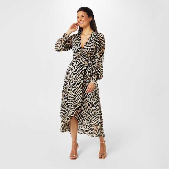 Biba Biba Printed Wrap Dress Животно Лурекс Dresses Under 60