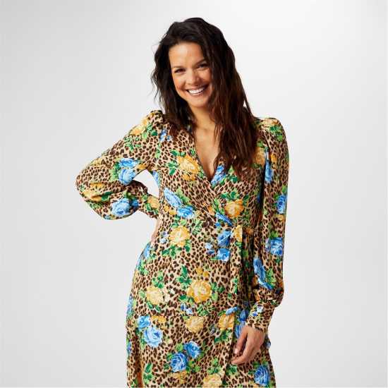 Biba Biba Printed Wrap Dress Леопард Флорал Dresses Under 60