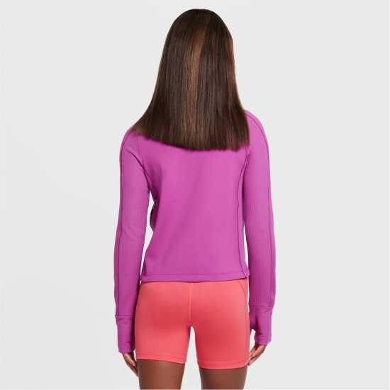 Nike Pro Girls' Therma-FIT Long-Sleeve 1/2-Zip Training Top Гореща фуксия Атлетика