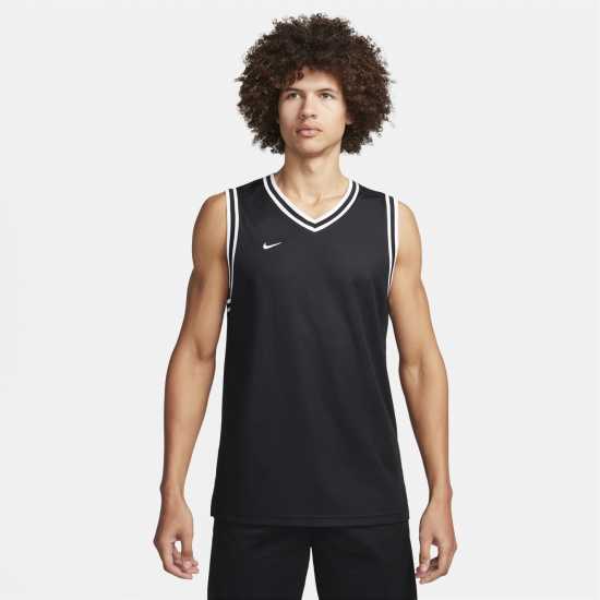 Nike DNA Men's Dri-FIT Basketball Jersey Черно/Бяло Мъжки тениски с яка