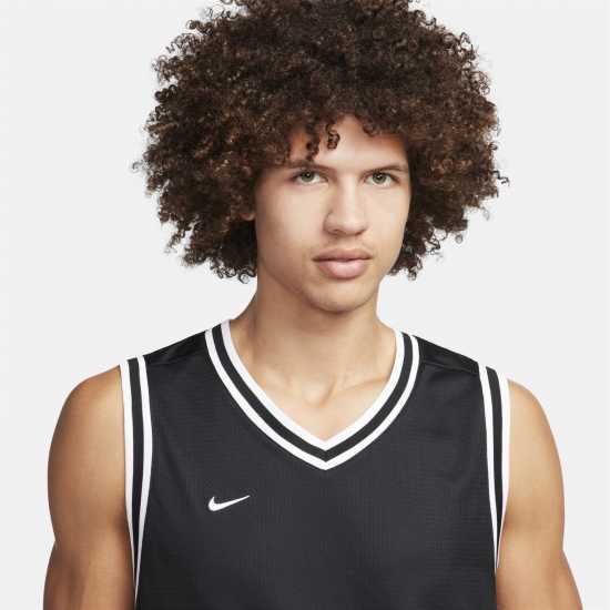 Nike DNA Men's Dri-FIT Basketball Jersey Черно/Бяло Мъжки тениски с яка