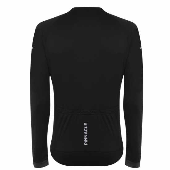 Pinnacle Мъжка Колоездачна Фланелка Long Sleeve Cycling Jersey Mens Черно Мъжки ризи