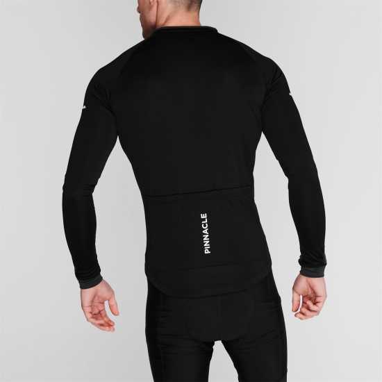 Pinnacle Мъжка Колоездачна Фланелка Long Sleeve Cycling Jersey Mens Черно Мъжки ризи