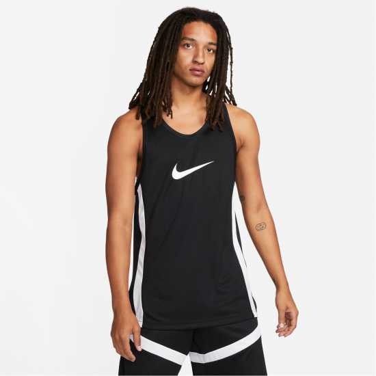 Nike Dri-FIT Icon Men's Basketball Jersey Черно/Бяло Мъжки ризи