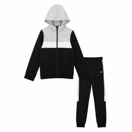 Slazenger Детски Спортен Екип Fleece Full Zip Track Suit Junior Boys Черно Детски полар