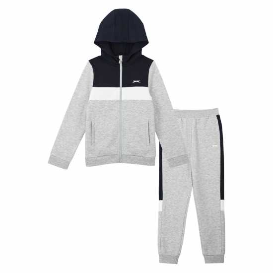 Slazenger Детски Спортен Екип Fleece Full Zip Track Suit Junior Boys Морска синьо Детски полар