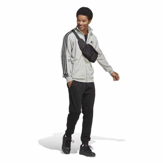 Adidas Мъжки Спортен Екип Basic 3-Stripes French Terry Tracksuit Mens Среден сив Мъжки спортни екипи в две части