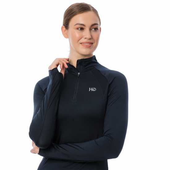 Horseware Дамско Горнище С Цип Aveen Long Sleeve Zip Top Ladies Морска синьо Шорти за бягане