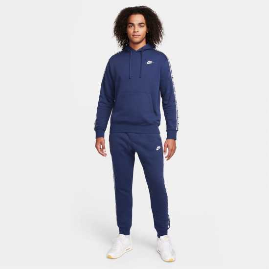 Nike Club Fleece Men's Graphic Hooded Tracksuit Navy/White Мъжки спортни екипи в две части