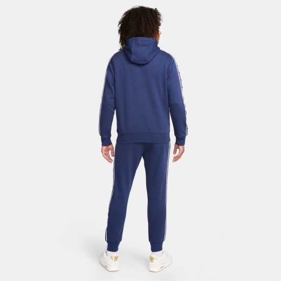 Nike Club Fleece Men's Graphic Hooded Tracksuit Navy/White Мъжки спортни екипи в две части