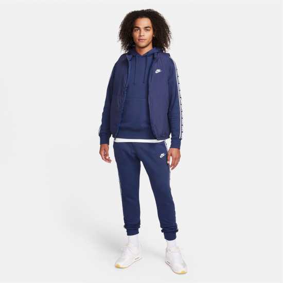 Nike Club Fleece Men's Graphic Hooded Tracksuit Navy/White Мъжки спортни екипи в две части