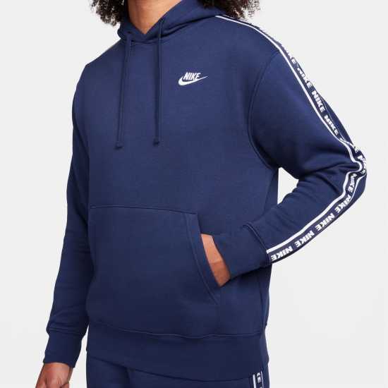 Nike Club Fleece Men's Graphic Hooded Tracksuit Navy/White Мъжки спортни екипи в две части