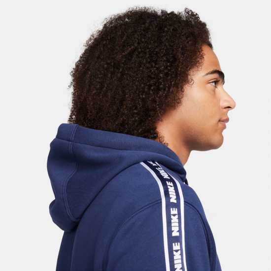 Nike Club Fleece Men's Graphic Hooded Tracksuit Navy/White Мъжки спортни екипи в две части