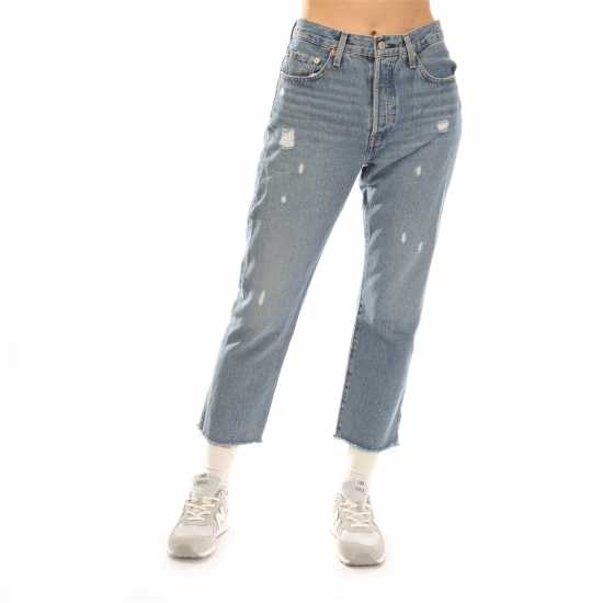 Levis 501 Cropped Jeans Средно индиго 