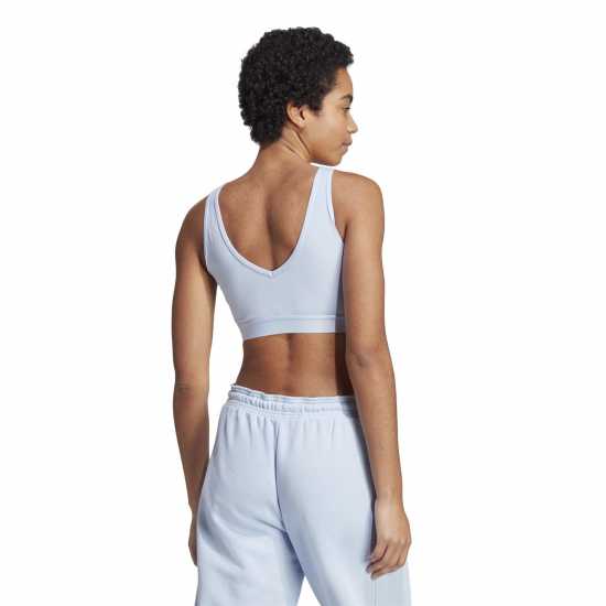 Adidas 3-Stripes Crop Top With Removable Pads Blue Dawn Дамско бельо