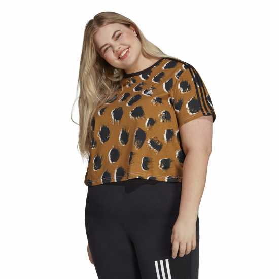 Adidas Essentials 3-Stripes Single Jersey Crop Top (Plus Size)  Дамско облекло плюс размер