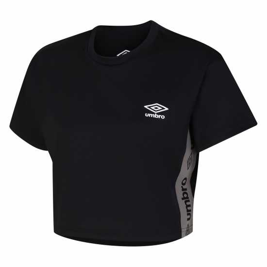 Umbro Cropped T-Shirt Womens Черно/Сиво Дамско облекло плюс размер