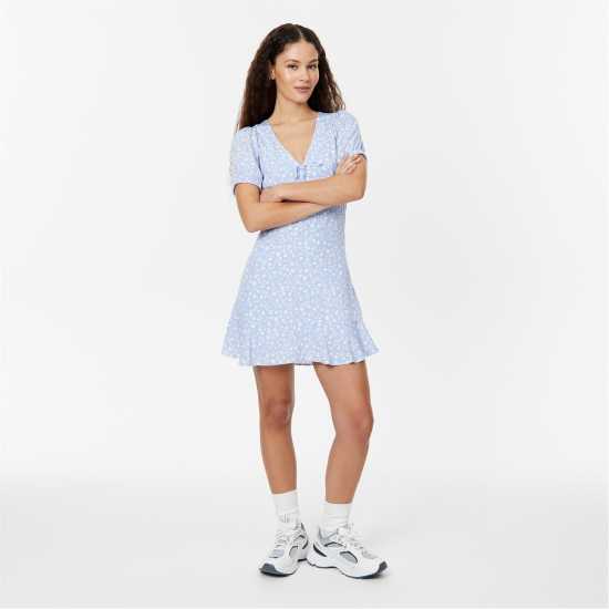 Jack Wills Cut Out Mini Dress Син принт Дамски поли и рокли