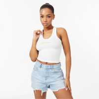 Jack Wills Scoop Neck Rib Tank Top Винтажно бяло Дамски потници