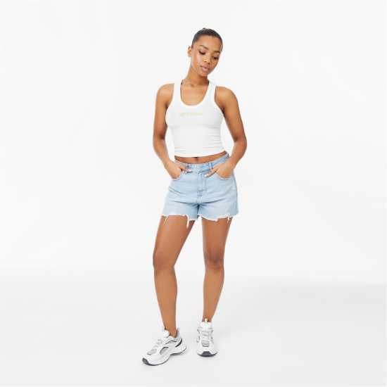 Jack Wills Scoop Neck Rib Tank Top Винтажно бяло Дамски потници