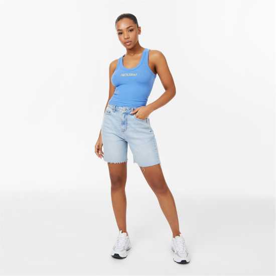 Jack Wills Scoop Neck Rib Tank Top Ултра Марин Дамски потници