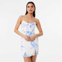 Jack Wills Mini Dress Бяло печатане Дамски поли и рокли