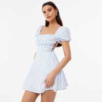 Jack Wills Tie Back Dress Гингъм Дамски поли и рокли