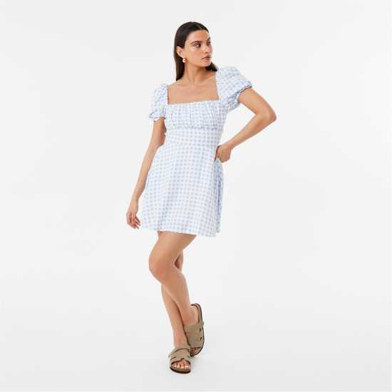 Jack Wills Tie Back Dress Гингъм Дамски поли и рокли