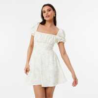 Jack Wills Tie Back Dress Бяло/Жълто Пр Дамски поли и рокли