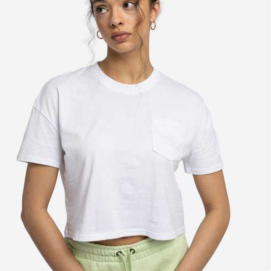 Umbro Diamond Crop T-Shirt Womens Бяло/Бяло Дамско облекло плюс размер