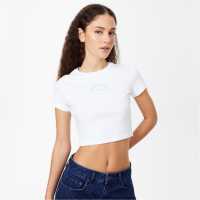 Jack Wills Cropped Baby T-Shirt Бяло Дамско облекло плюс размер