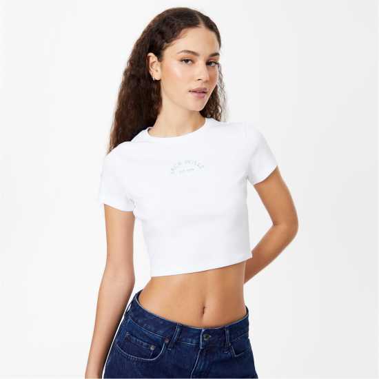 Jack Wills Cropped Baby T-Shirt Бяло Дамско облекло плюс размер