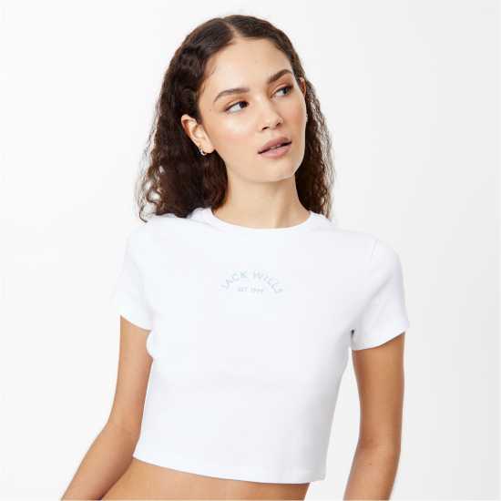 Jack Wills Cropped Baby T-Shirt Бяло Дамско облекло плюс размер