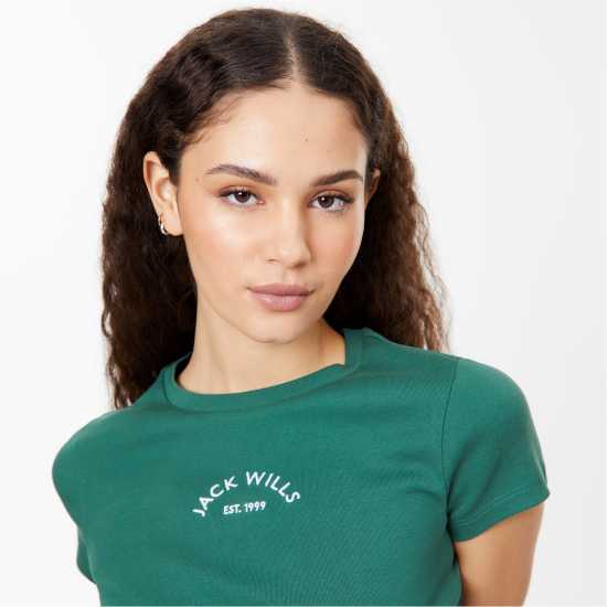 Jack Wills Cropped Baby T-Shirt Горско зелено Дамско облекло плюс размер