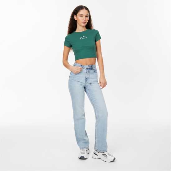 Jack Wills Cropped Baby T-Shirt Горско зелено Дамско облекло плюс размер