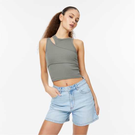 Jack Wills Denim Dad Short Светло синя пера Дамски къси панталони