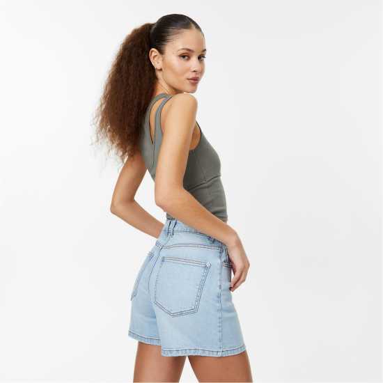 Jack Wills Denim Dad Short Светло синя пера Дамски къси панталони