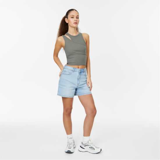 Jack Wills Denim Dad Short Светло синя пера Дамски къси панталони