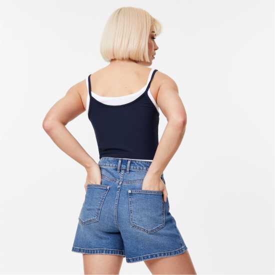 Jack Wills Denim Dad Short Средно синя пране Дамски къси панталони