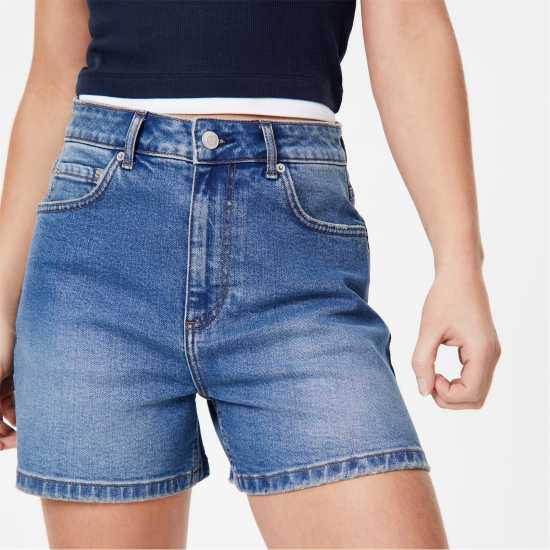 Jack Wills Denim Dad Short Средно синя пране Дамски къси панталони